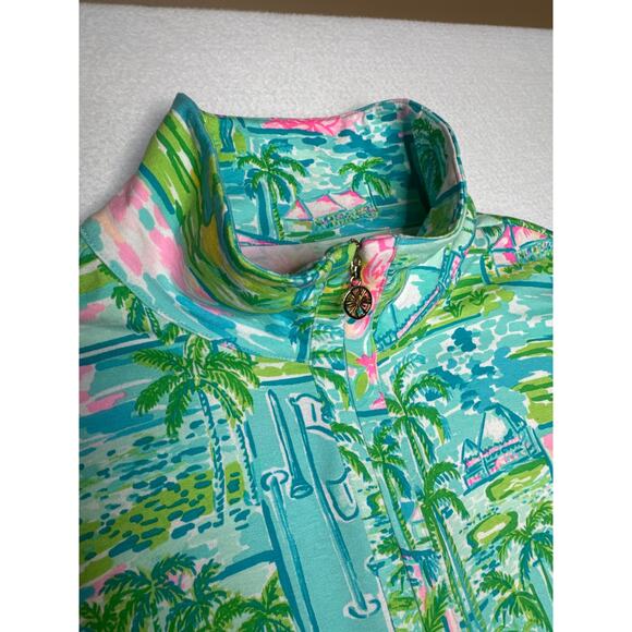 Lilly Pulitzer Claudia UPF 50+ fabric, High Tide Navy Honda print dress large - Picture 9 of 15
